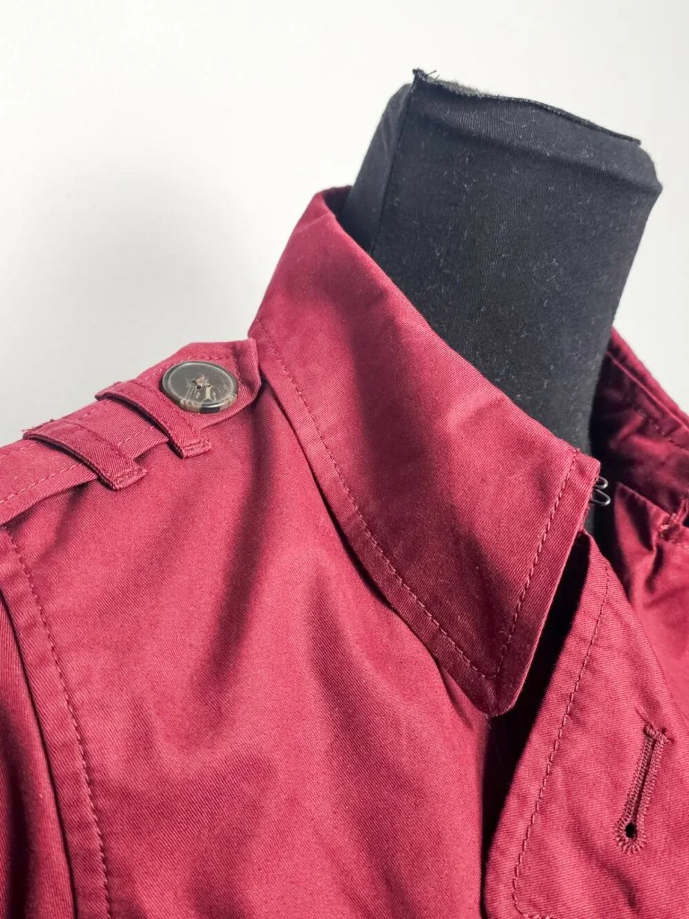 Banana Republic double-breasted short Military trench Jacket Burgundy Size S